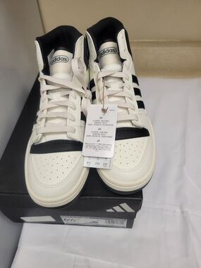 Adidas Men's White and Black High-Top Sneakers